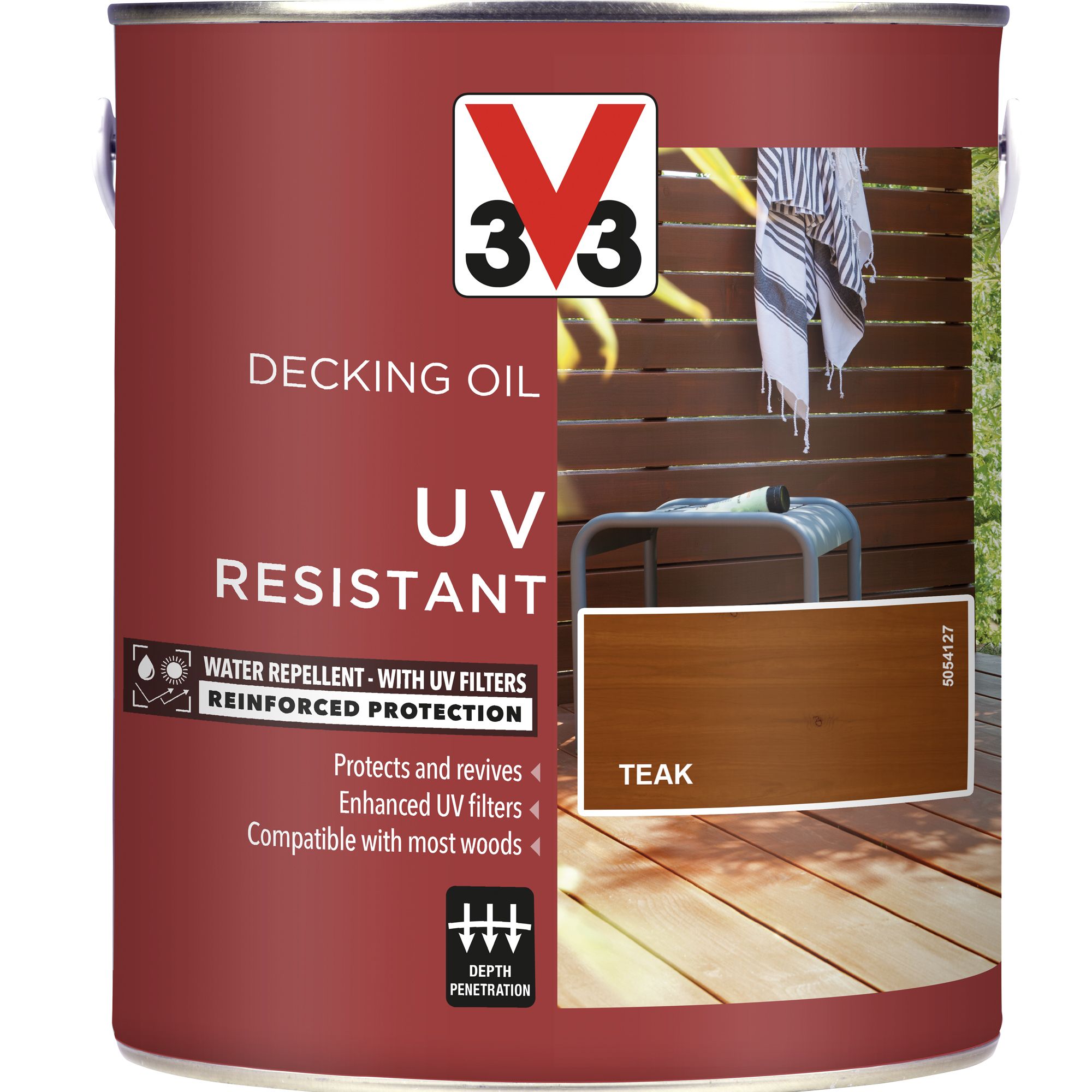 V33 Teak UV resistant Decking Wood oil, 2.5L