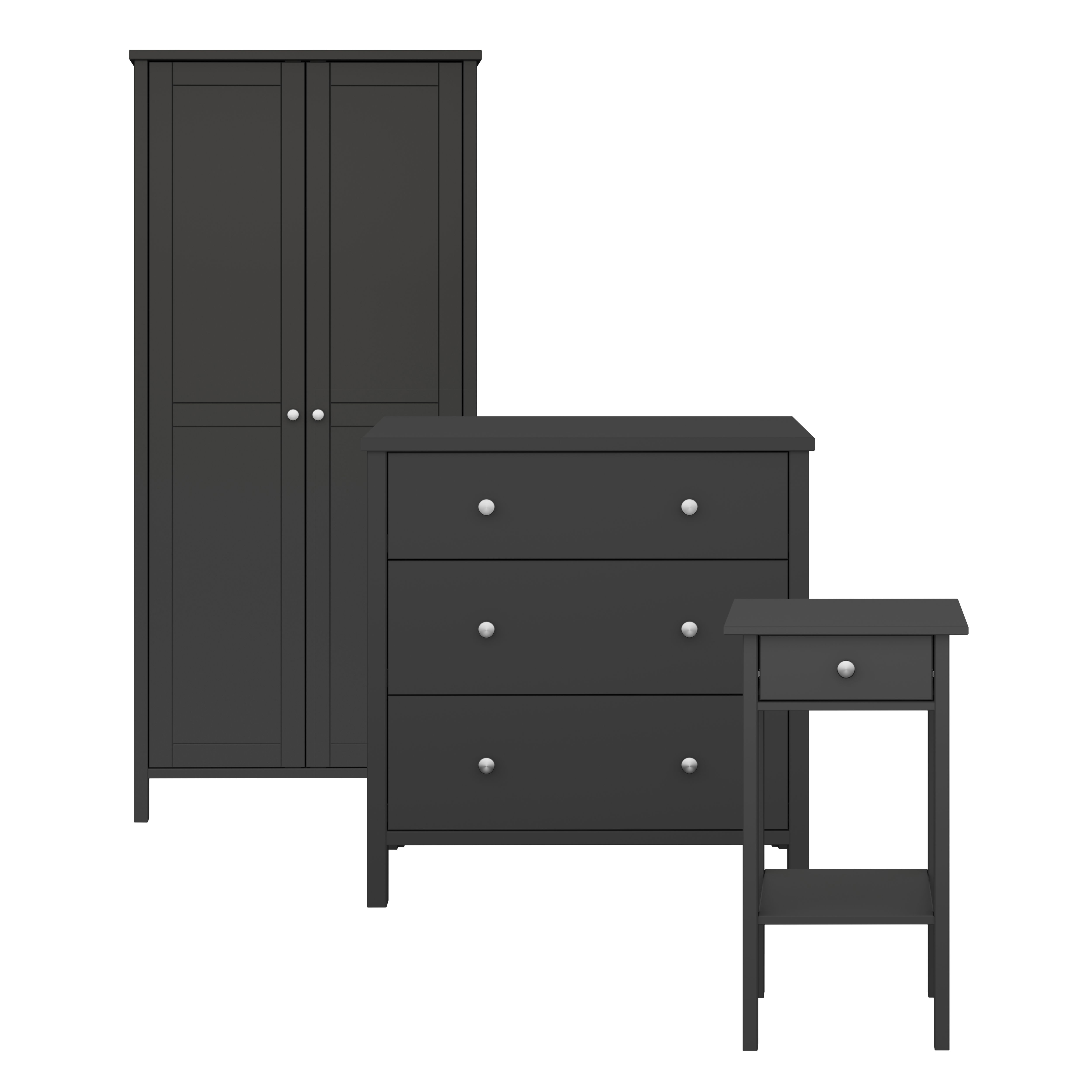 Valenca Black 3 piece Bedroom furniture set