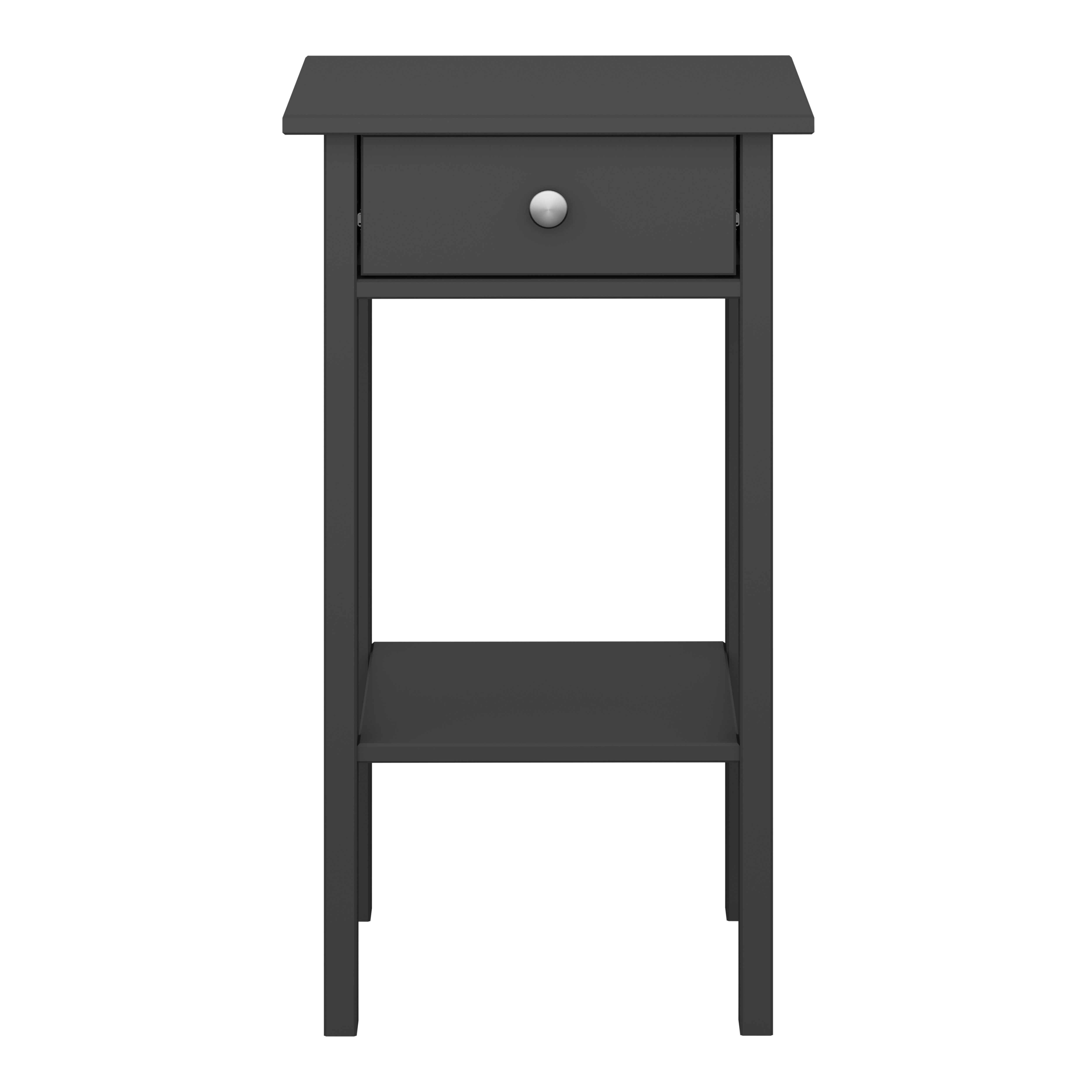 Valenca Satin black 1 Drawer Bedside table (H)700mm (W)400mm (D)354mm