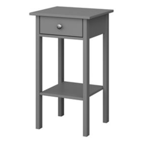 Valenca Satin grey 1 Drawer Bedside table (H)700mm (W)400mm (D)354mm