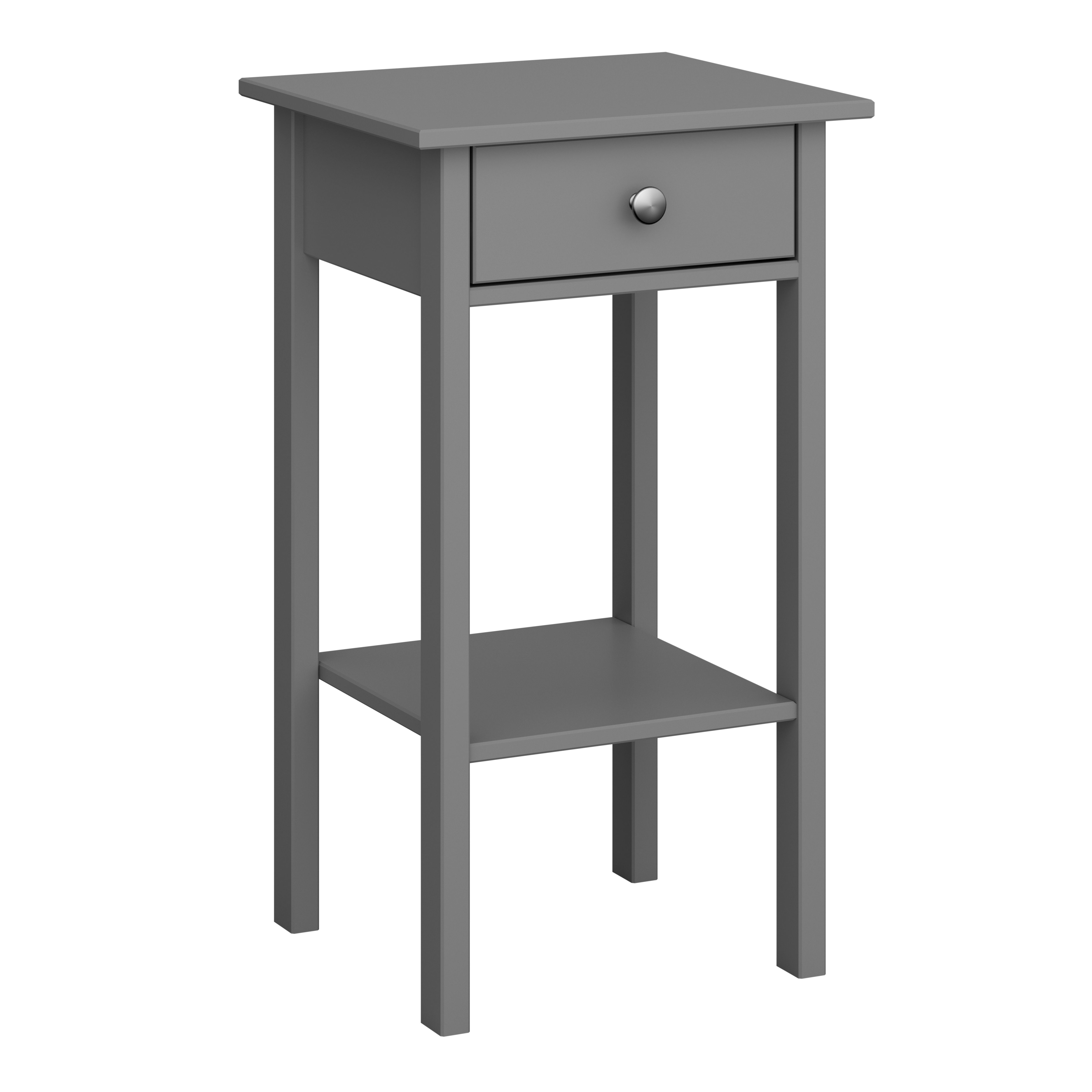 Valenca Satin grey 1 Drawer Bedside table (H)700mm (W)400mm (D)354mm