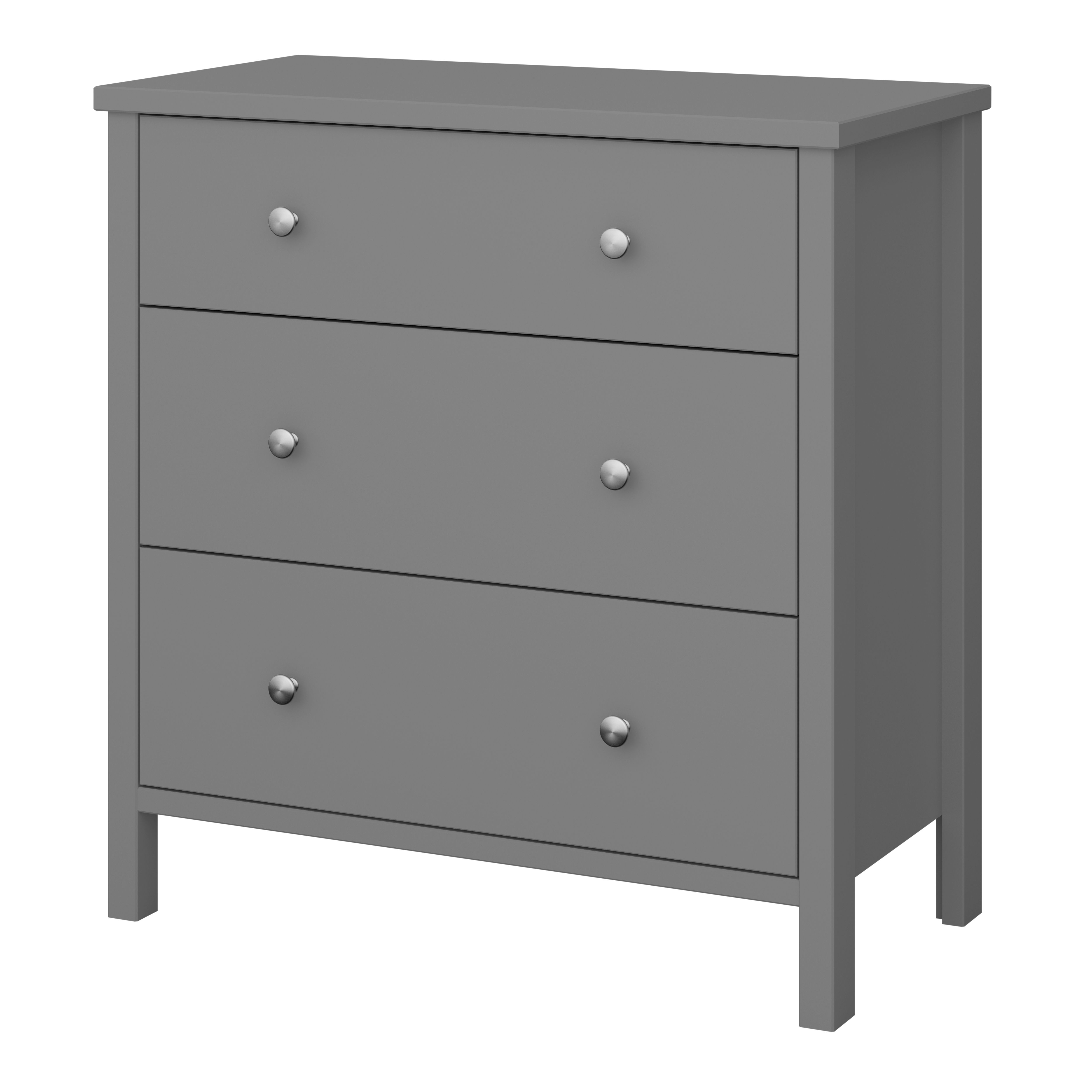 Valenca Satin grey 3 Drawer Wide Chest of drawers (H)840mm (W)800mm (D)410mm