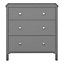 Valenca Satin grey 3 Drawer Wide Chest of drawers (H)840mm (W)800mm (D)410mm