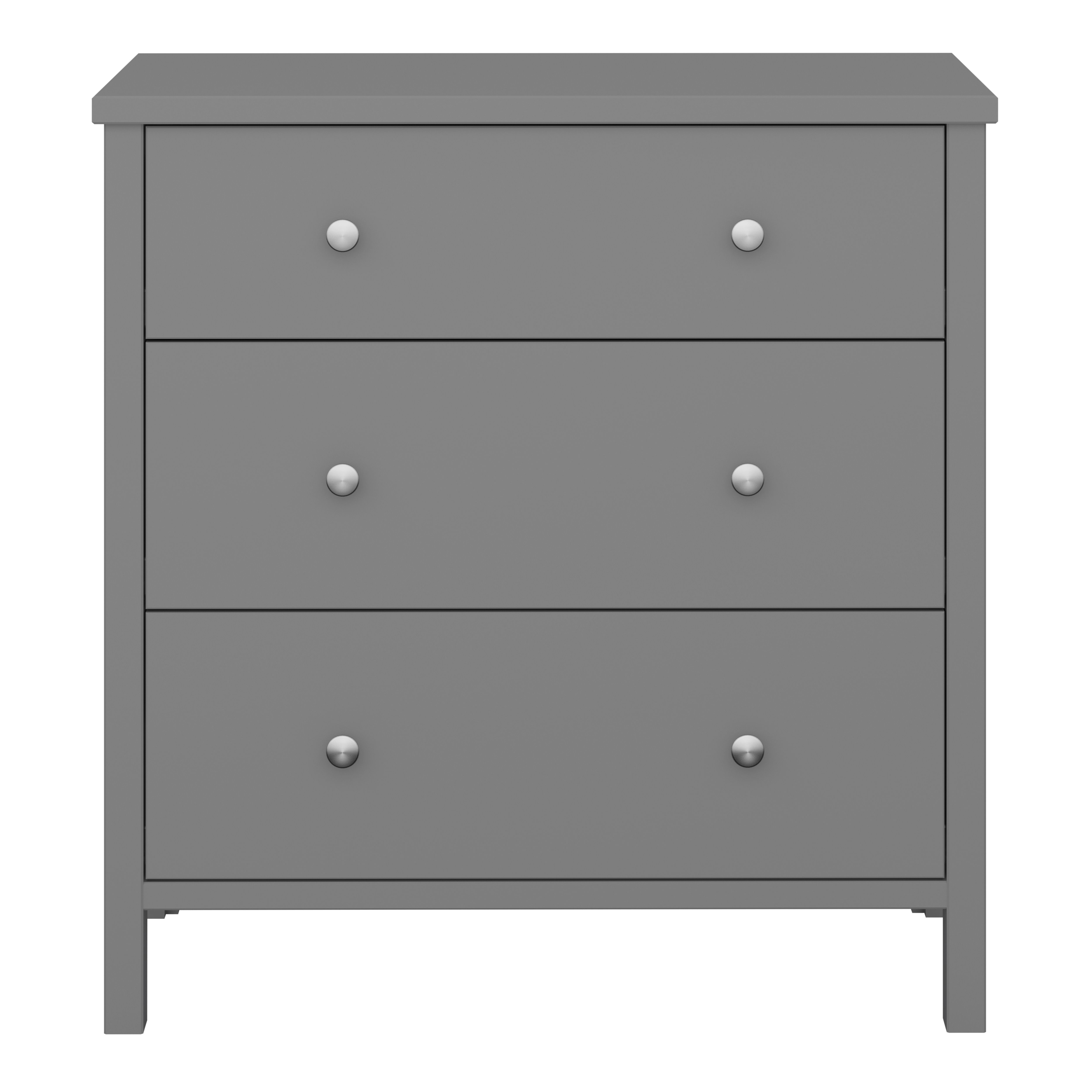Valenca Satin grey 3 Drawer Wide Chest of drawers (H)840mm (W)800mm (D)410mm