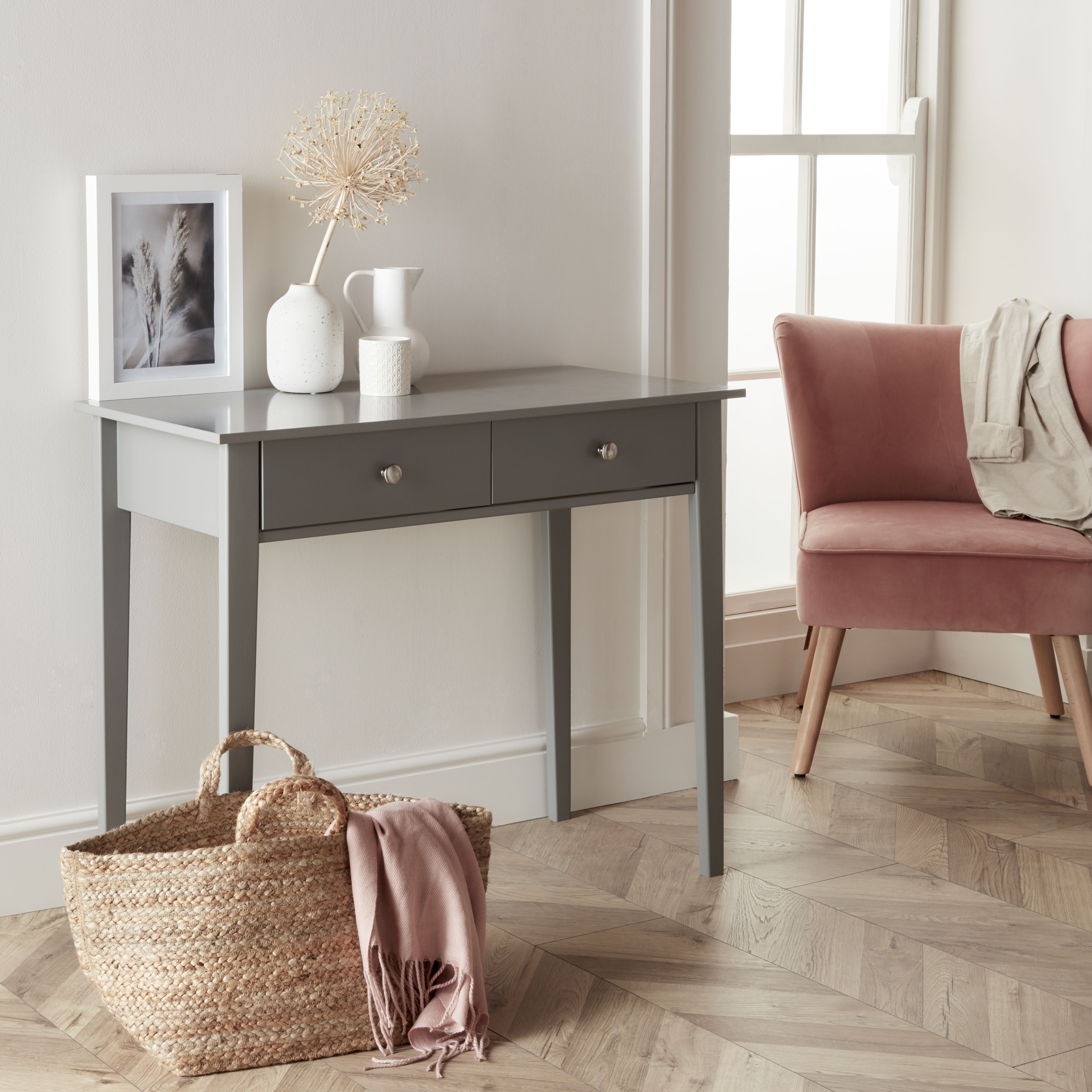 Valenca Satin grey Dressing table (H)76.5cm (W)100cm (D)45cm