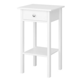 Valenca Satin white 1 Drawer Bedside table (H)700mm (W)400mm (D)354mm