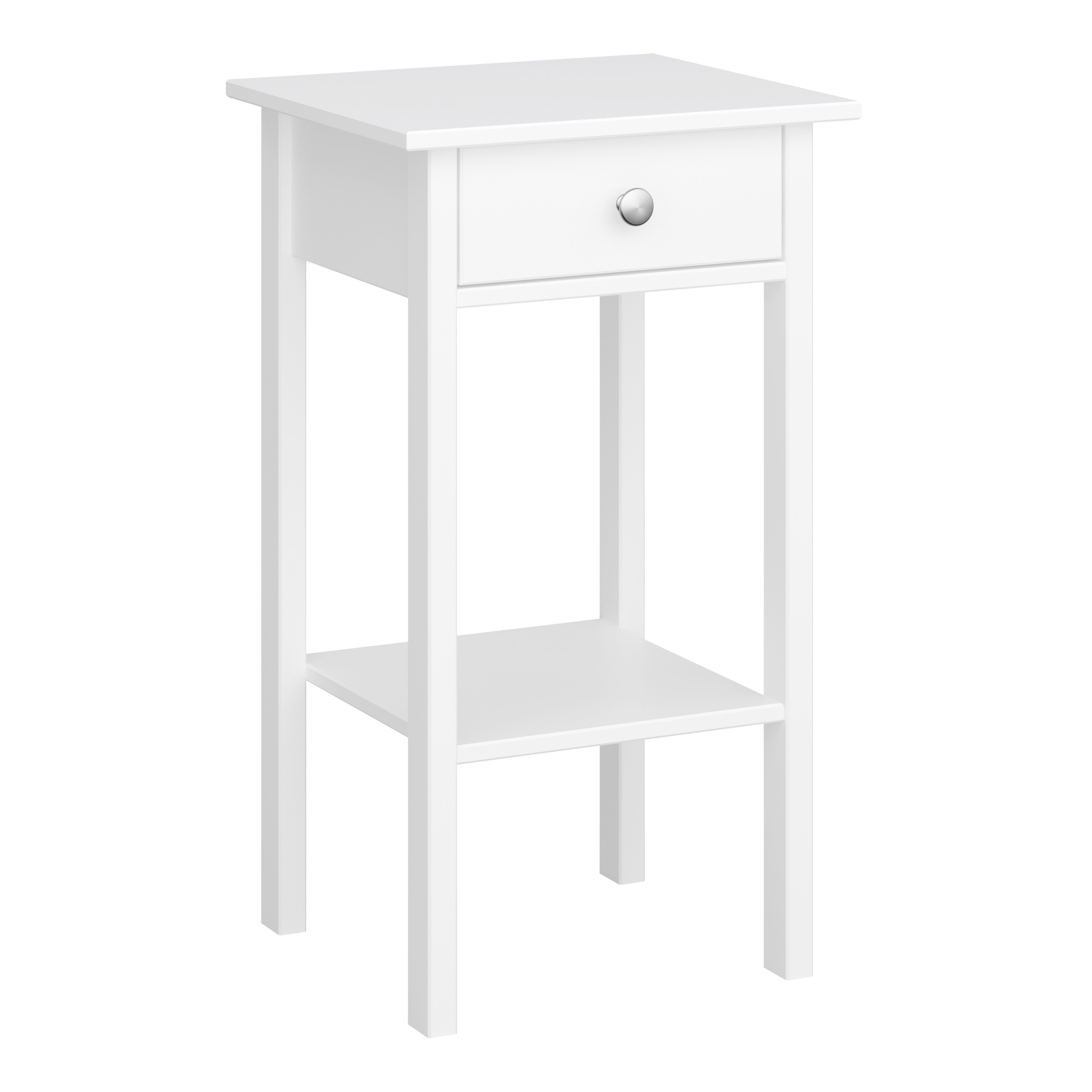 Valenca Satin white 1 Drawer Bedside table (H)700mm (W)400mm (D)354mm