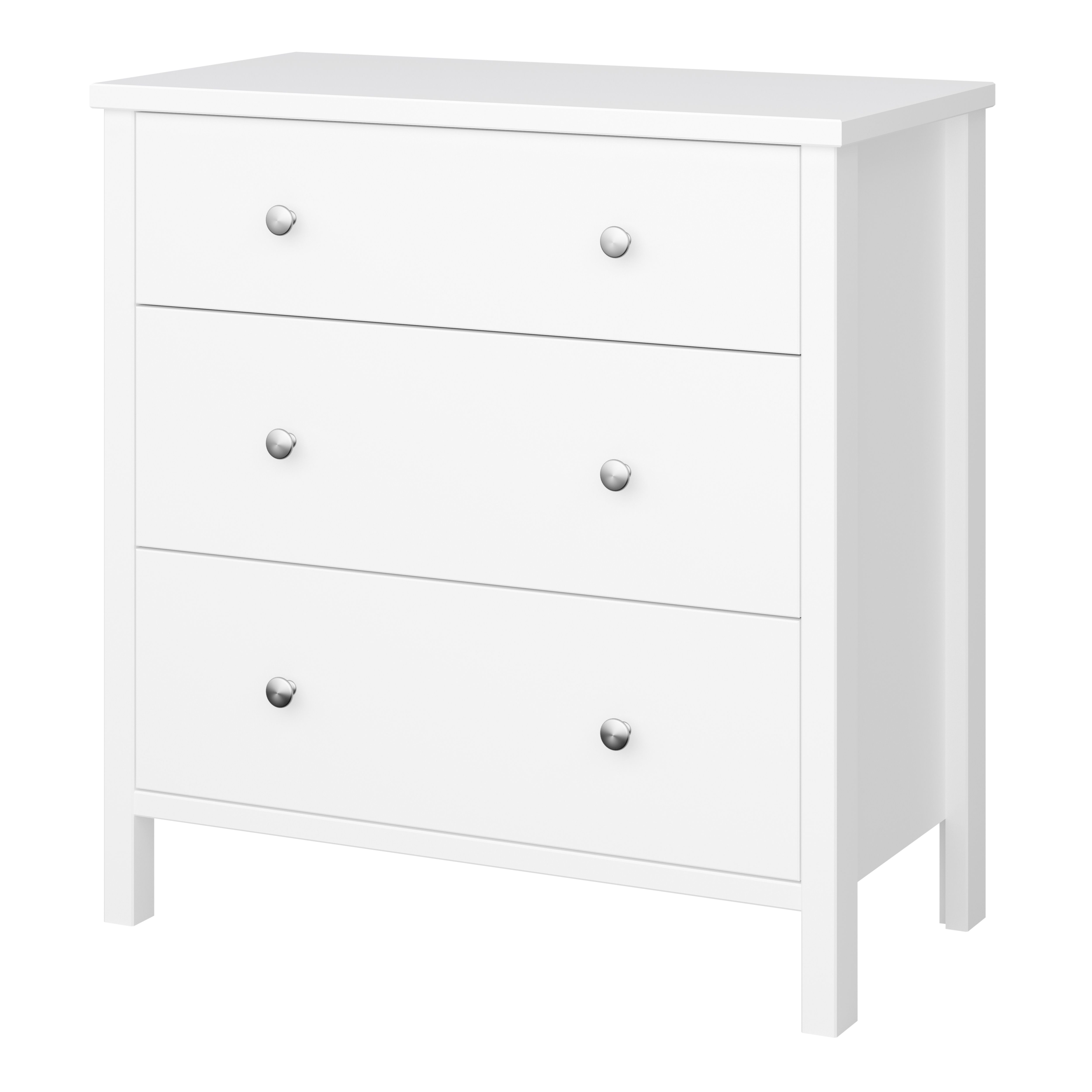 Valenca Satin white 3 Drawer Wide Chest of drawers (H)840mm (W)800mm (D)410mm