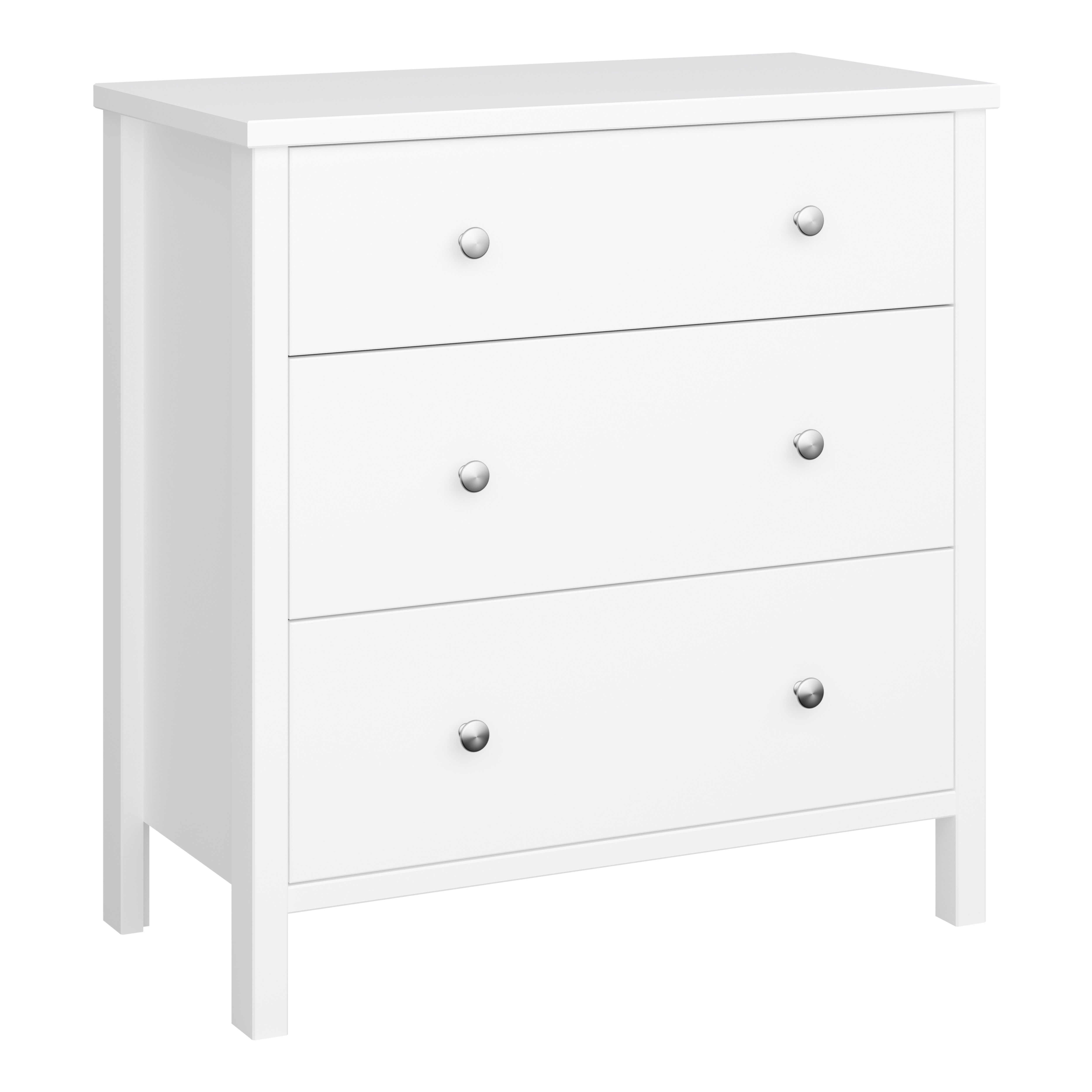Valenca Satin white 3 Drawer Wide Chest of drawers (H)840mm (W)800mm (D)410mm