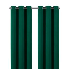Valgreta Dark green Velvet Lined Eyelet Curtain (W)117cm (L)137cm, Pair