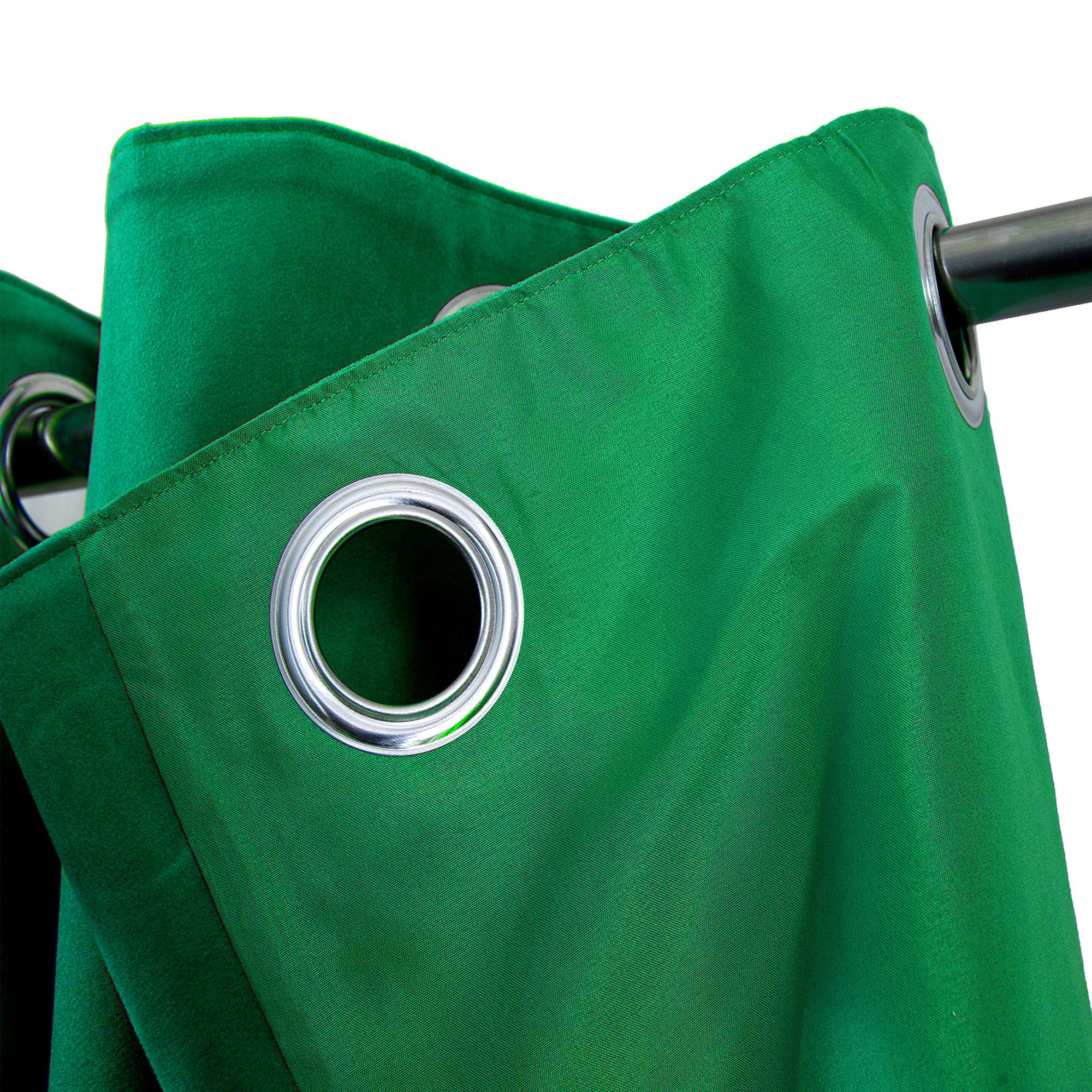 Valgreta Dark green Velvet Lined Eyelet Curtain (W)22.8cm (L)22.8cm, Pair
