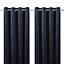Valgreta Deep navy Plain Lined Eyelet Curtains (W)228cm (L)228cm, Pair
