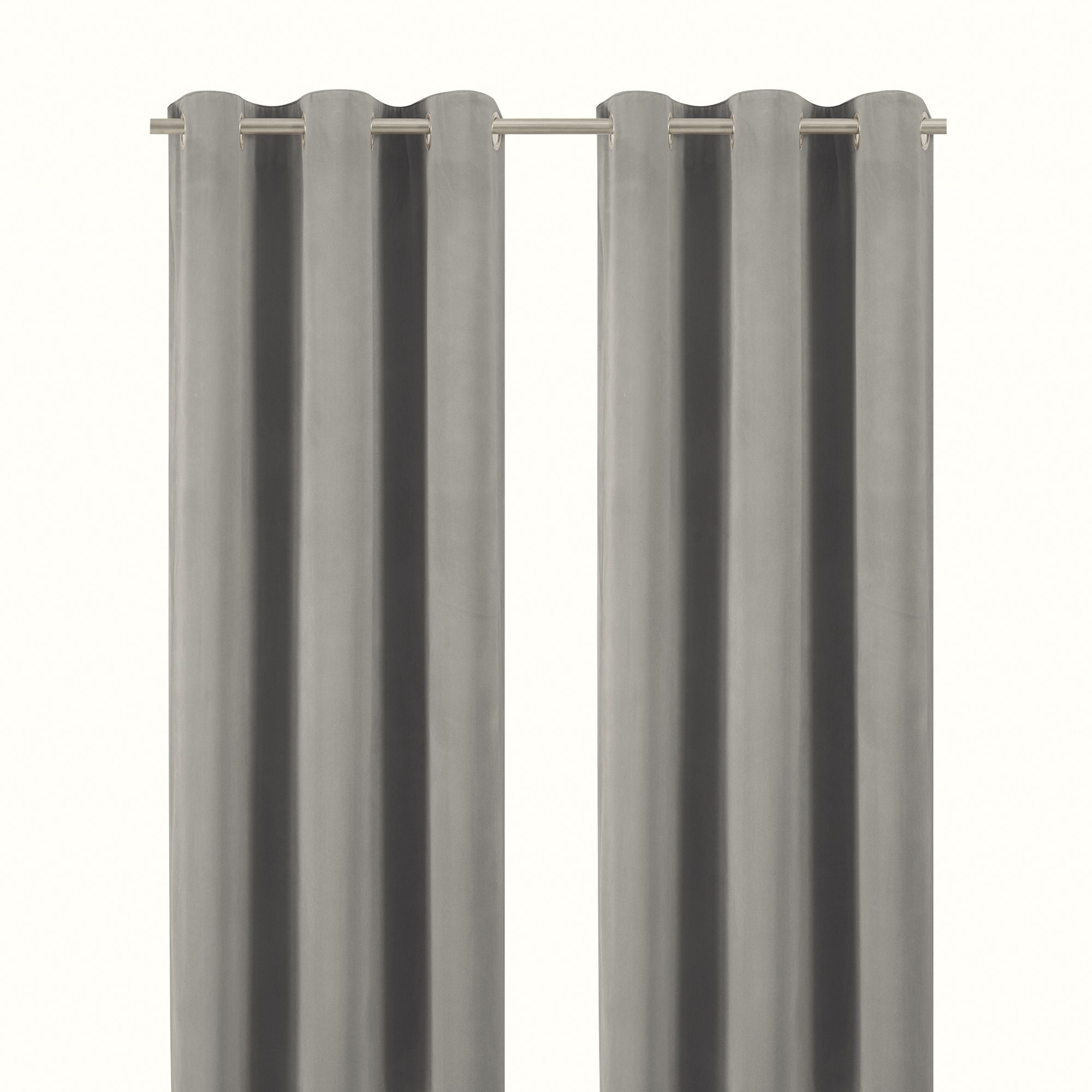 Valgreta Grey Velvet Lined Eyelet Curtain (W)117cm (L)137cm, Pair