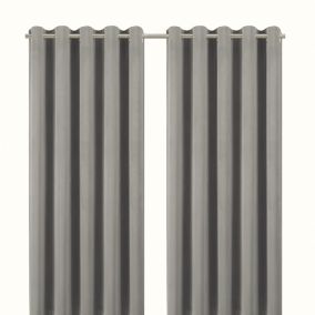 Valgreta Grey Velvet Lined Eyelet Curtain (W)16.7cm (L)22.8cm, Pair