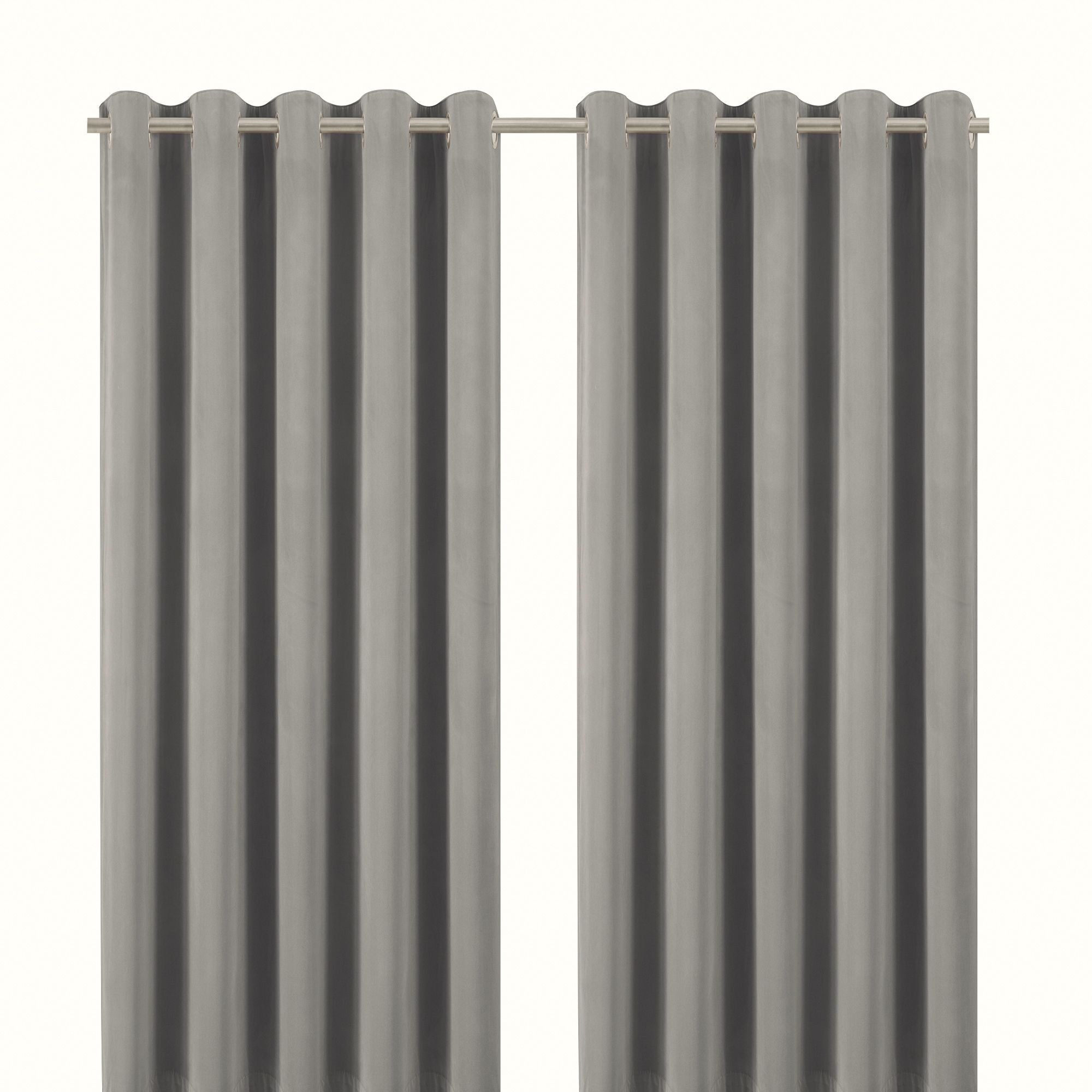 Valgreta Grey Velvet Lined Eyelet Curtain (W)167cm (L)183cm, Pair