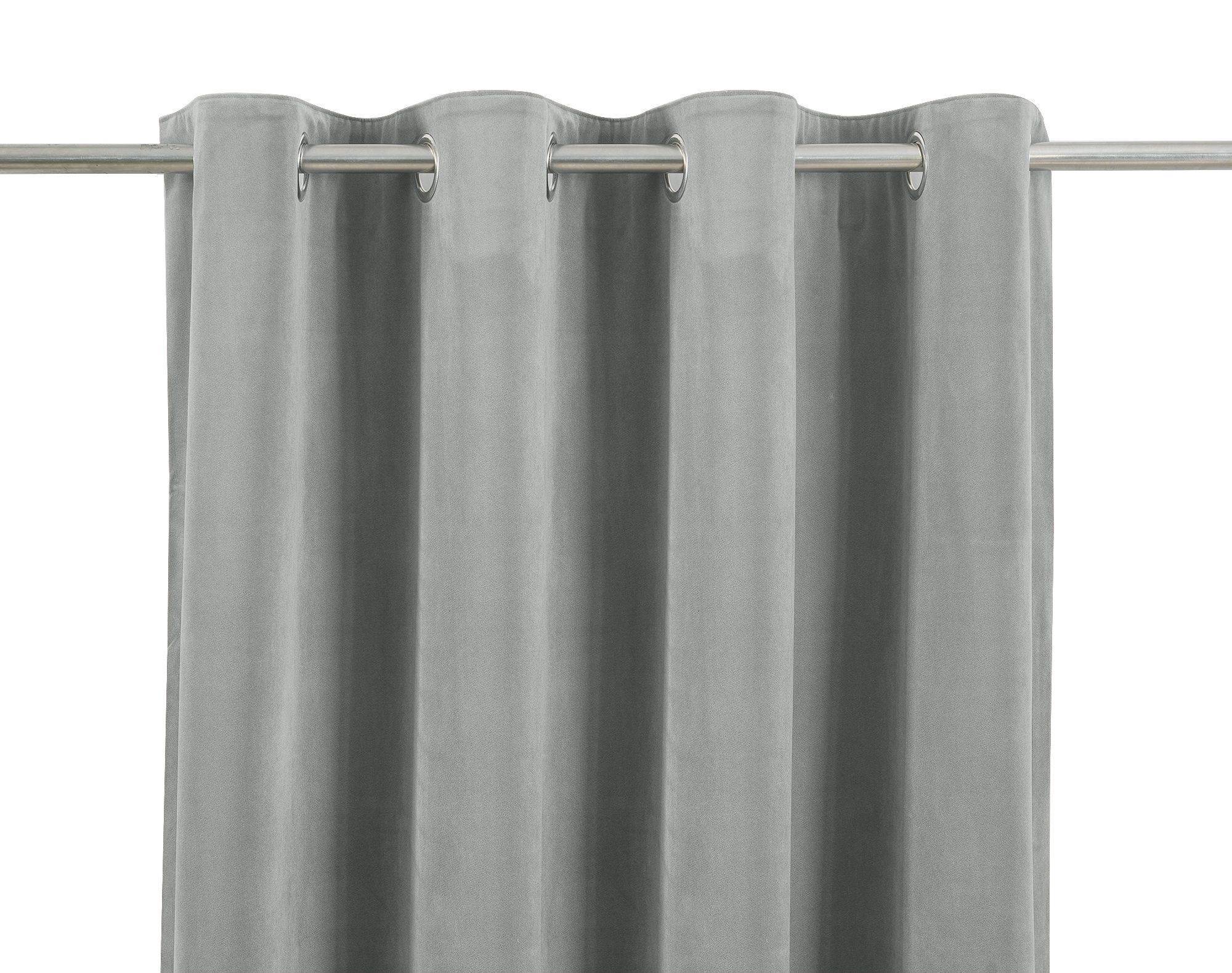 Valgreta Grey Velvet Lined Eyelet Curtain (W)167cm (L)228cm, Pair