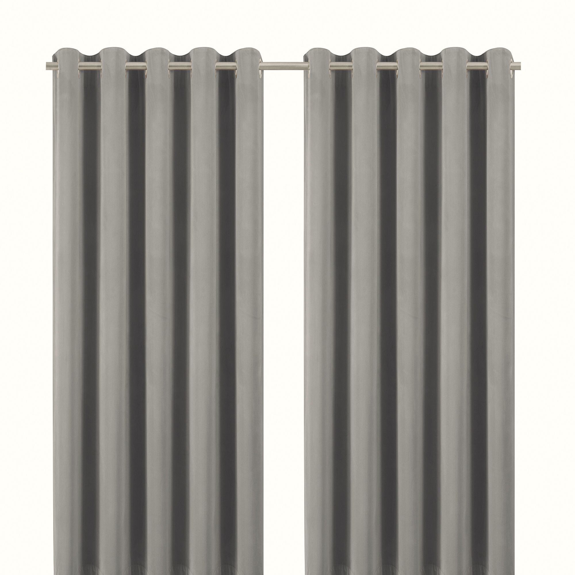 Valgreta Grey Velvet Lined Eyelet Curtain (W)167cm (L)228cm, Pair
