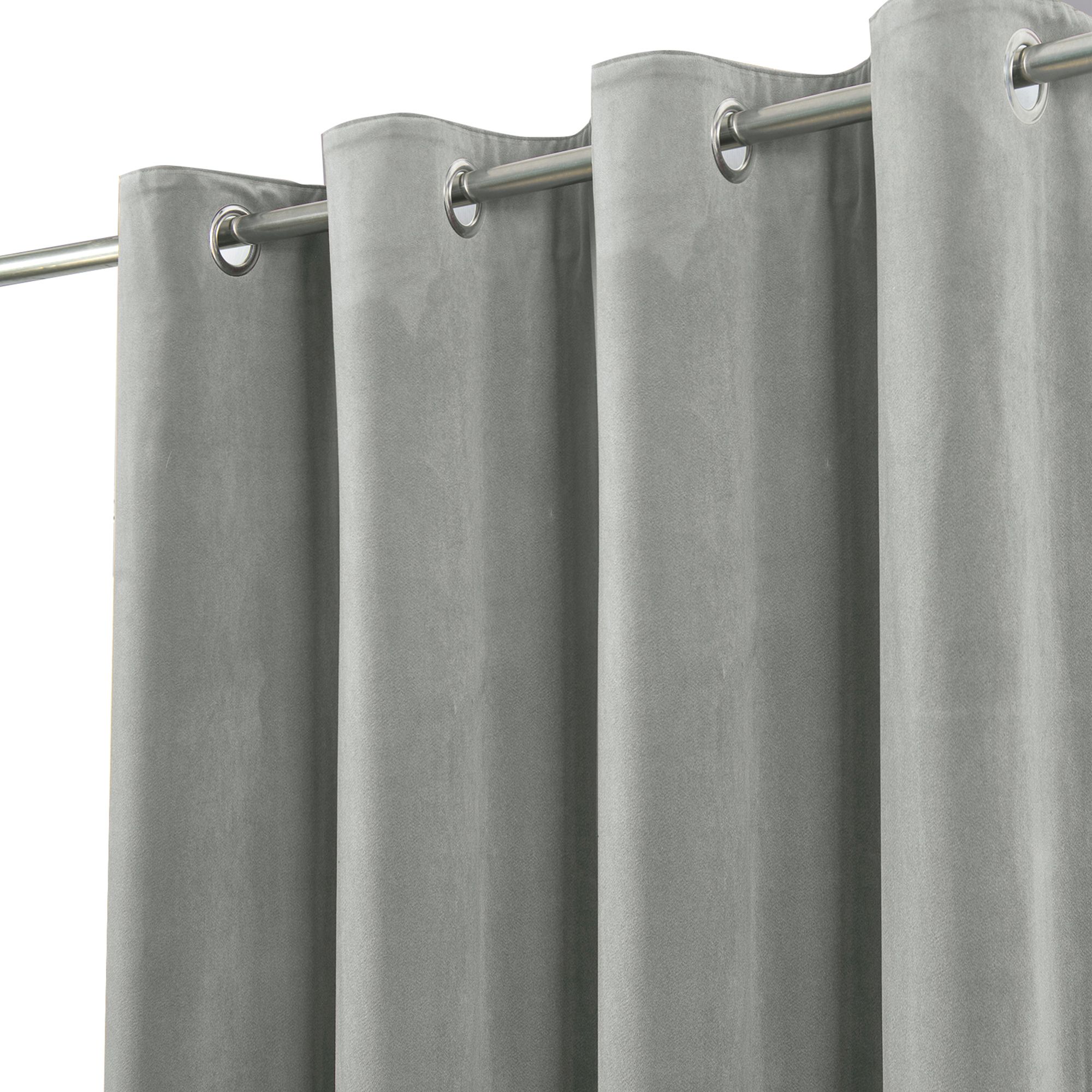 Valgreta Grey Velvet Lined Eyelet Curtain (W)167cm (L)228cm, Pair