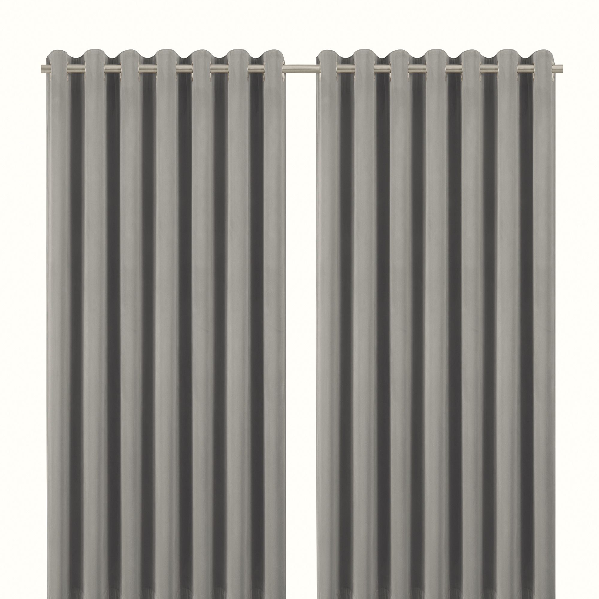 Valgreta Grey Velvet Lined Eyelet Curtain (W)228cm (L)228cm, Pair