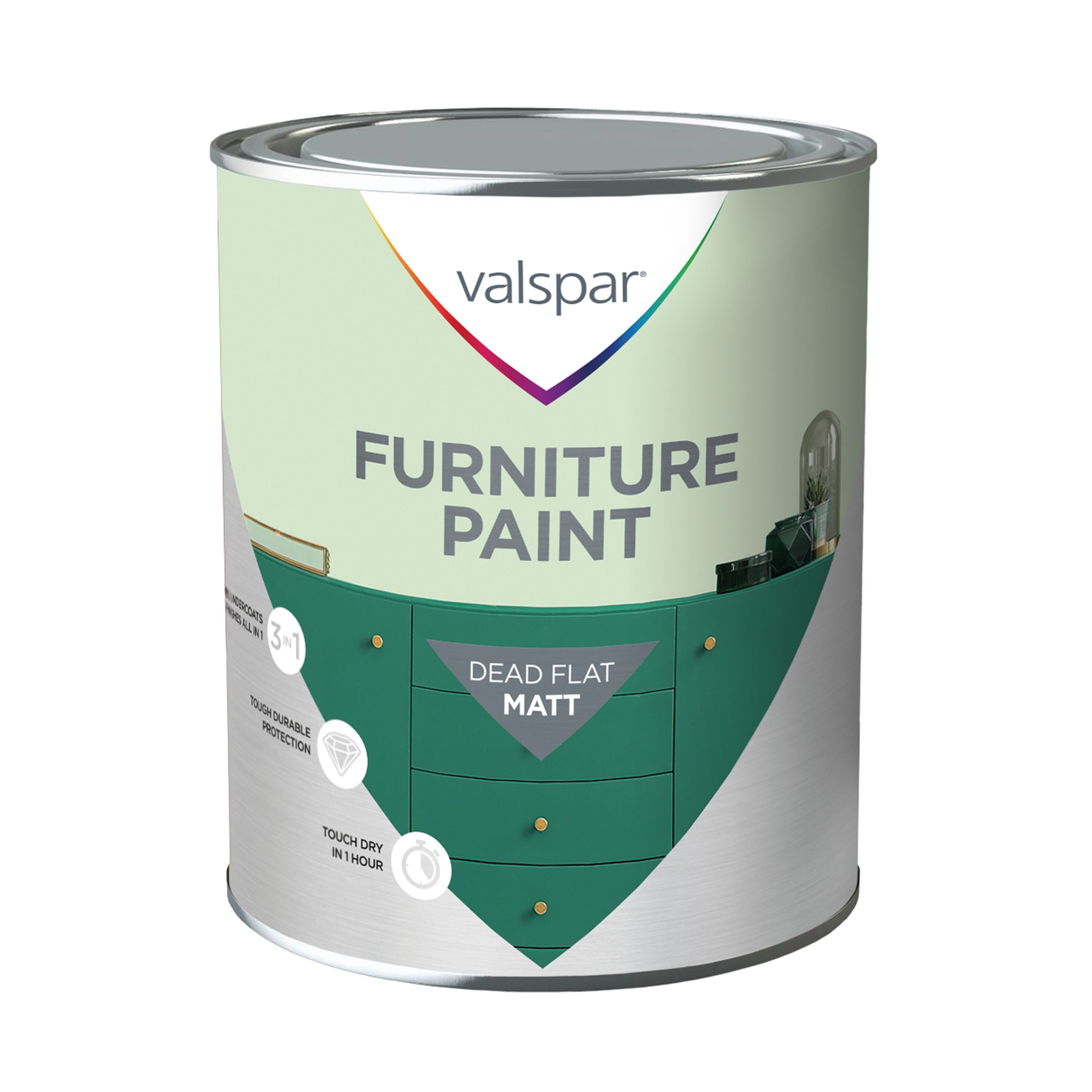 Valspar Furniture Interior Wood Flat matt Paint & primer, Base, 750ml