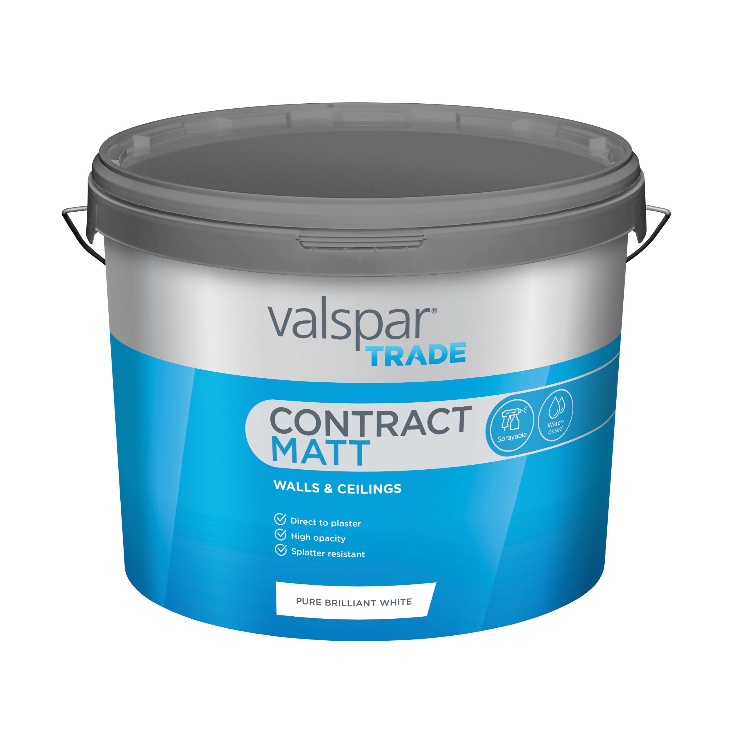 Valspar Trade Contract Pure Brilliant White Matt Emulsion paint, 10L