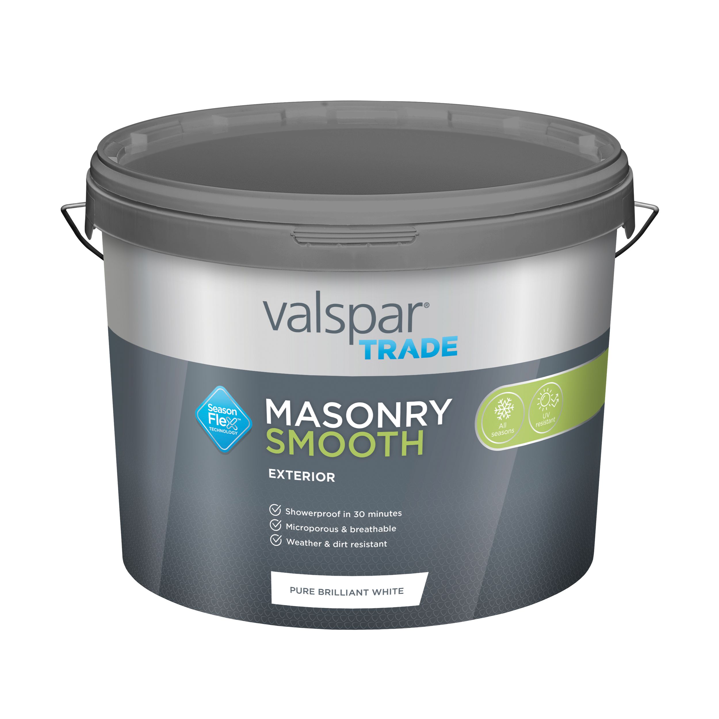 Valspar Trade Exterior Pure Brilliant White Matt Masonry paint, 10L Tub