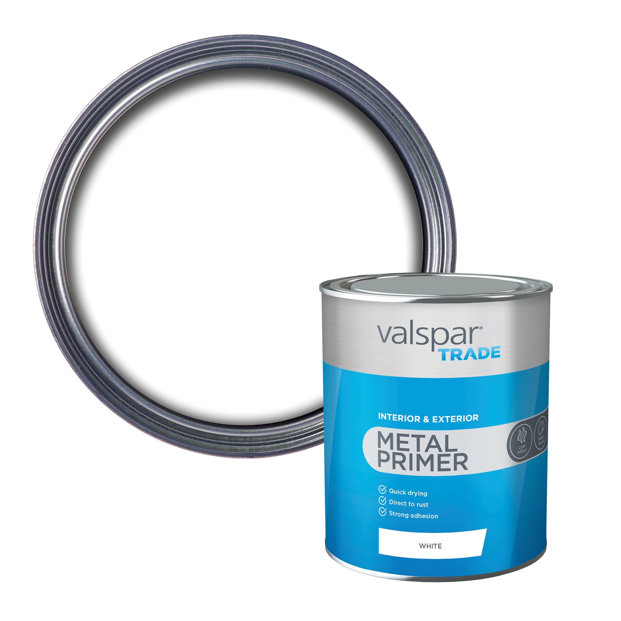 Valspar Trade Interior & Exterior White Matt Metal Primer, 1L