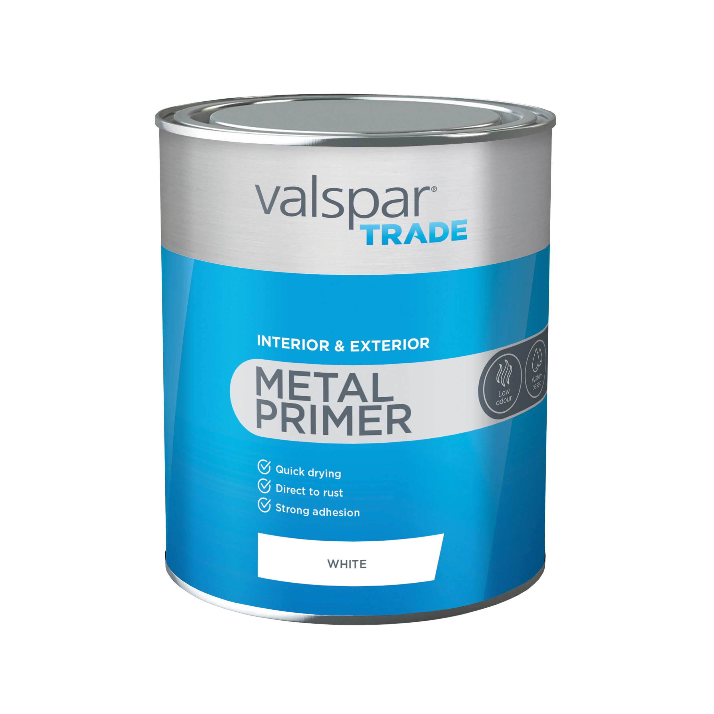 Valspar Trade Interior & Exterior White Matt Metal Primer, 1L