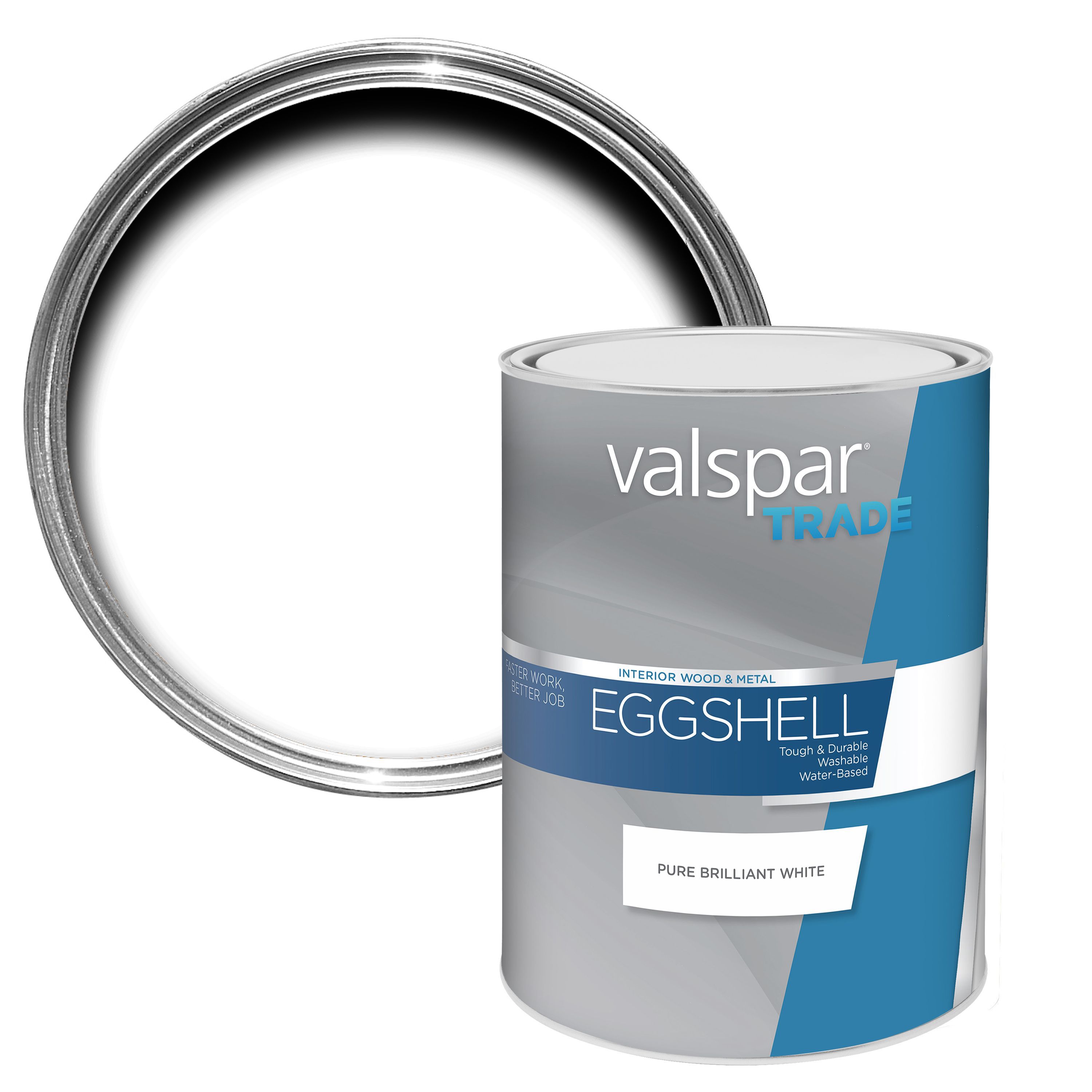 Valspar Trade Pure brilliant white Eggshell Metal & wood paint, 5L