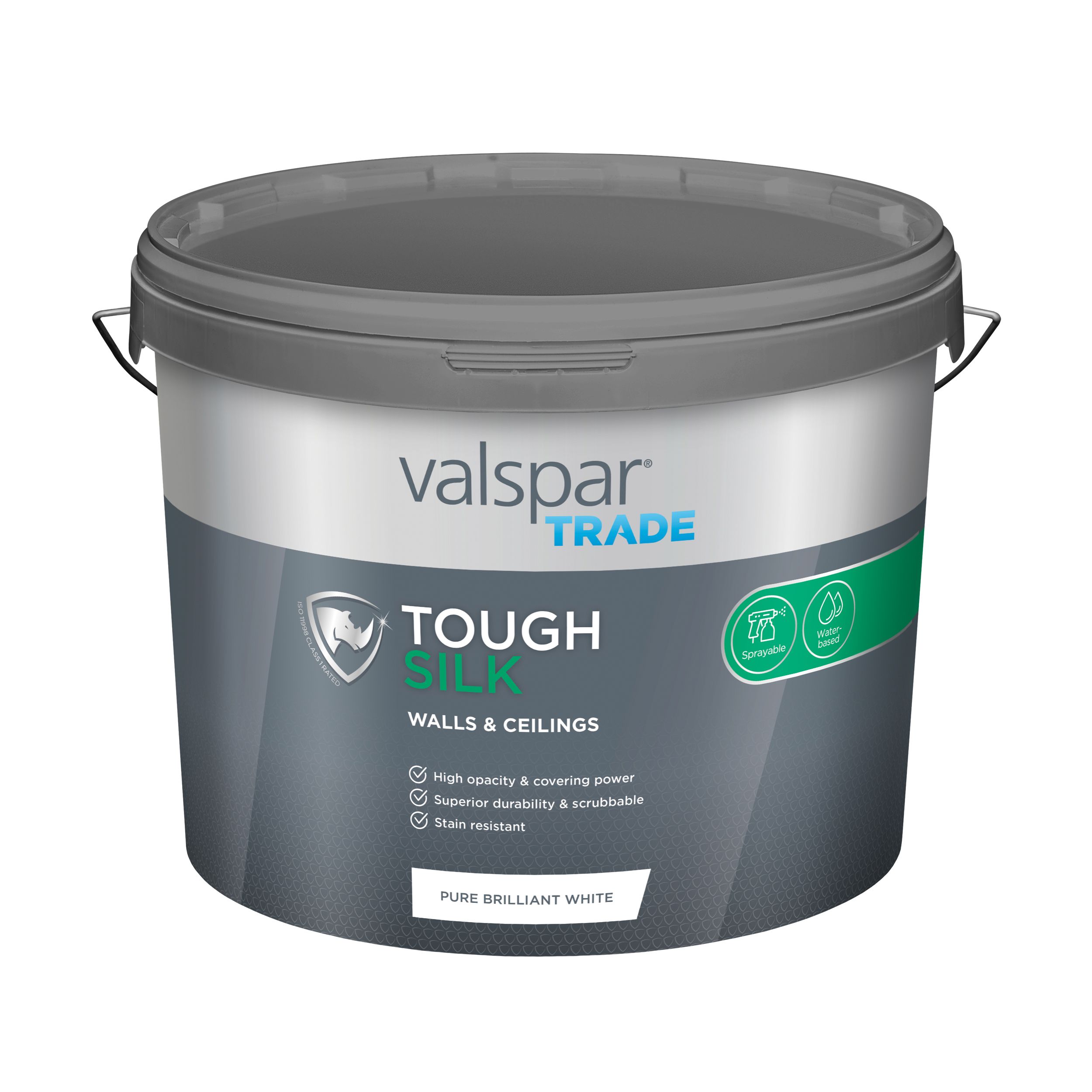 Valspar Trade Tough Pure Brilliant White Silk Emulsion paint 10L