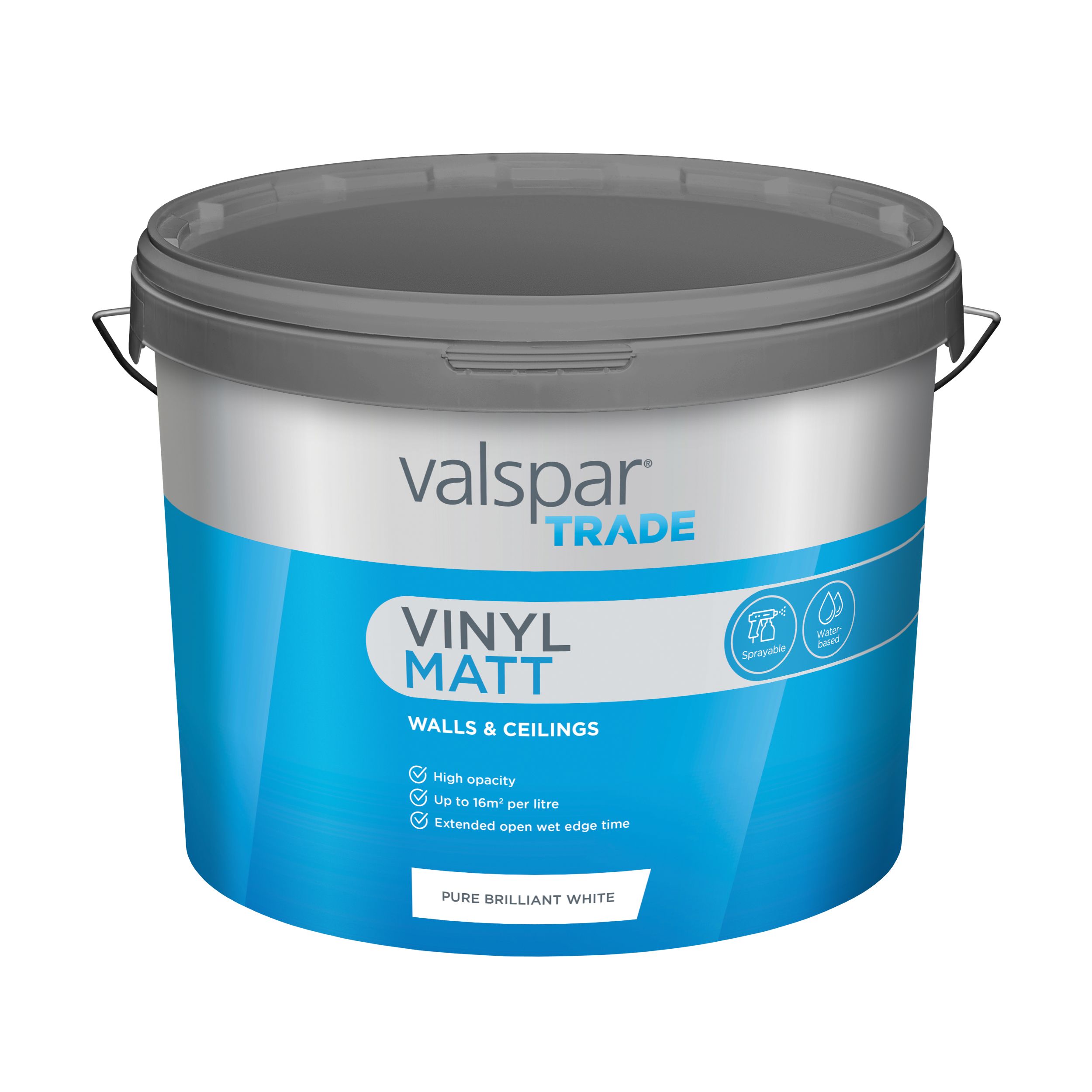 Valspar Trade Walls & Ceilings Pure Brilliant White Vinyl matt Emulsion paint, 10L