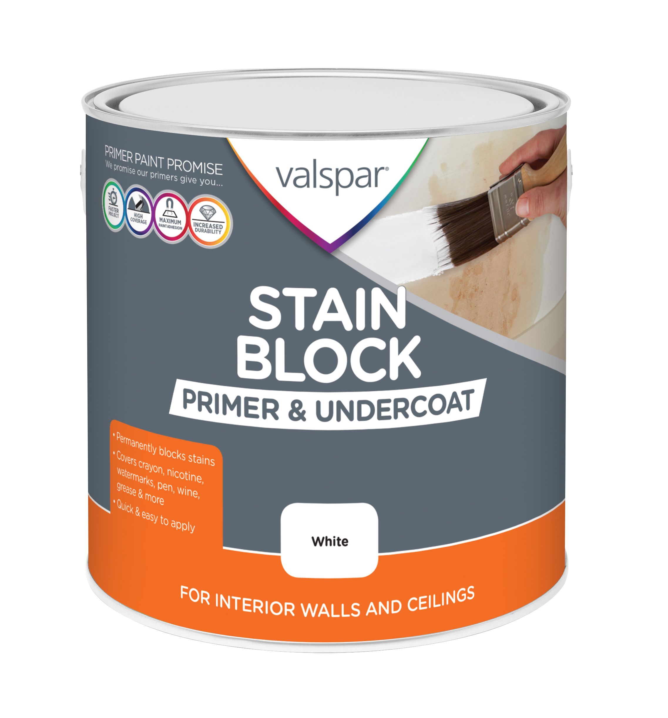 Valspar White Wall & Ceiling Primer & Undercoat, 2.5L | Tradepoint