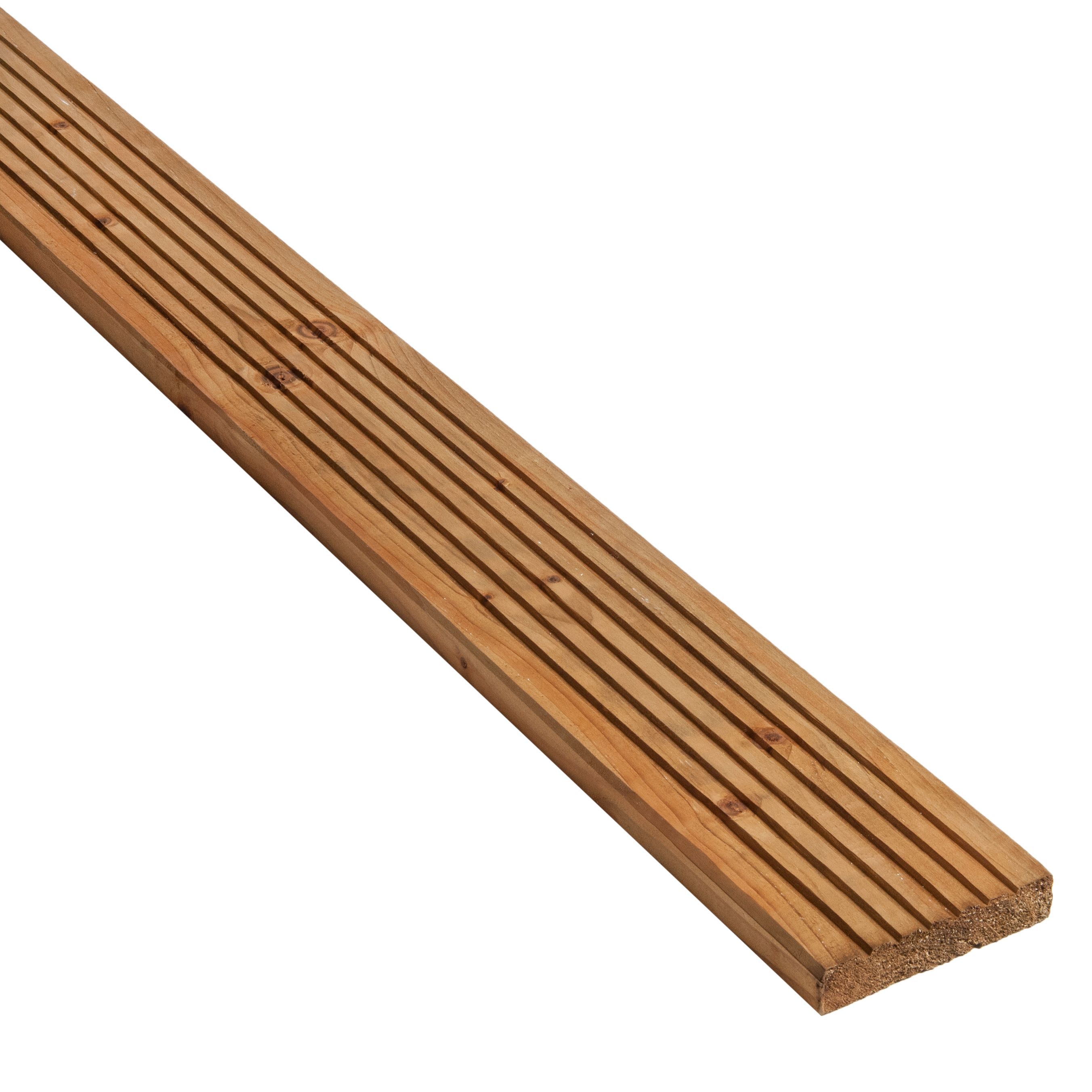 Value Brown Softwood Deck board (L)1.8m (W)120mm (T)24mm, Pack of 5
