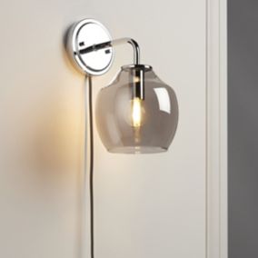 Vara Gloss Grey Silver effect Plug-in Wall light