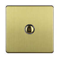 Varilight Brass Flat profile Single Screwless Dimmer switch