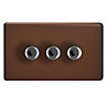 Varilight Brown profile Double 2 way Screwless Dimmer switch