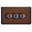 Varilight Brown profile Double 2 way Screwless Dimmer switch