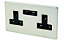 Varilight Double 13A Screwless Unswitched USB socket x2 & Black inserts