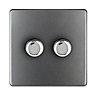 Varilight Grey Flat profile Single 2 way Screwless Dimmer switch