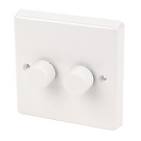 Varilight White Raised profile Double 2 way Dimmer switch