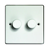 Varilight White Raised profile Double 2 way Dimmer switch