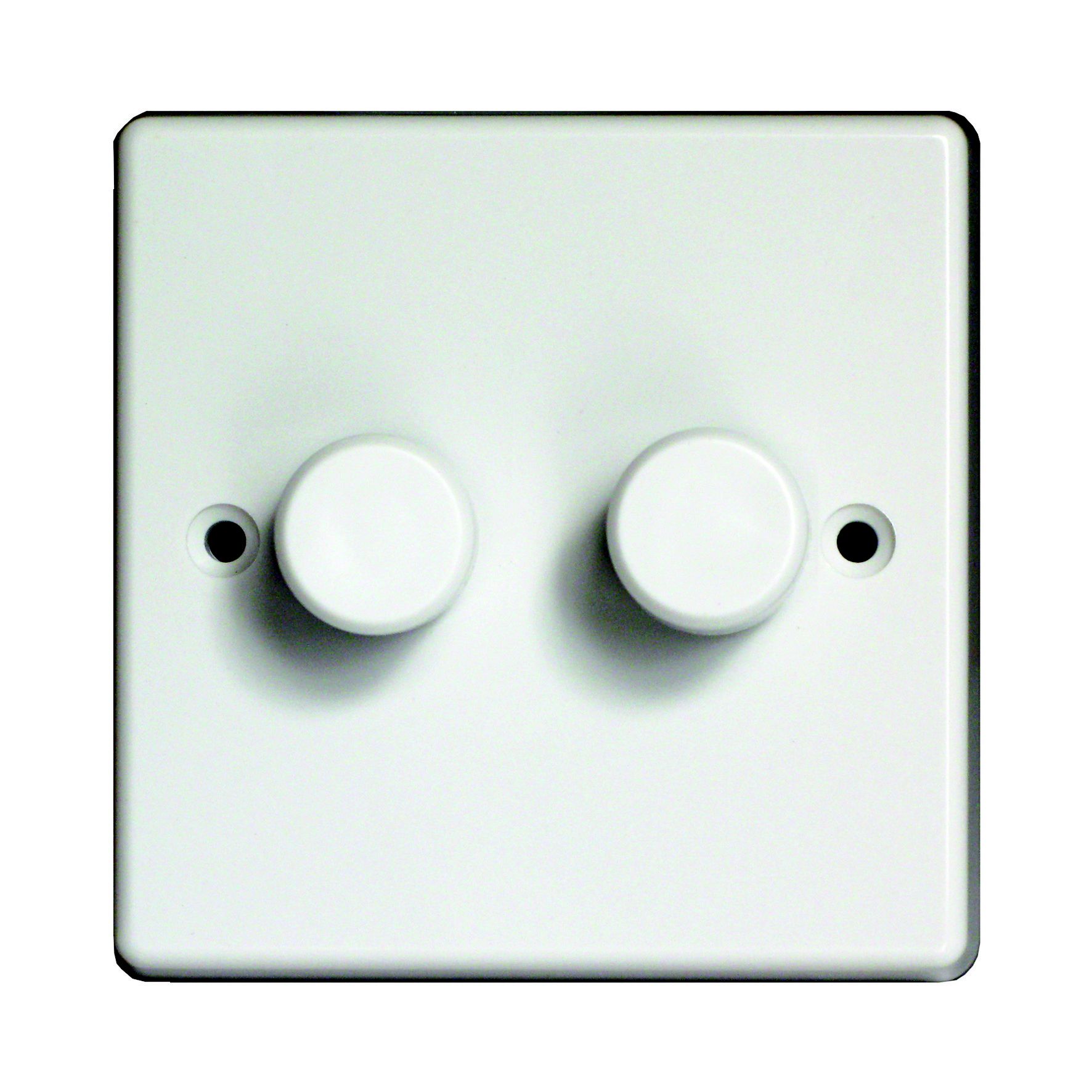 Varilight White Raised profile Double 2 way Dimmer switch | Tradepoint