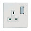 Varilight White Single 13A Screwless Switched Socket with White inserts