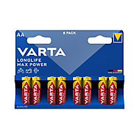 Varta Longlife Max Power AA (LR6) Battery, Pack of 8
