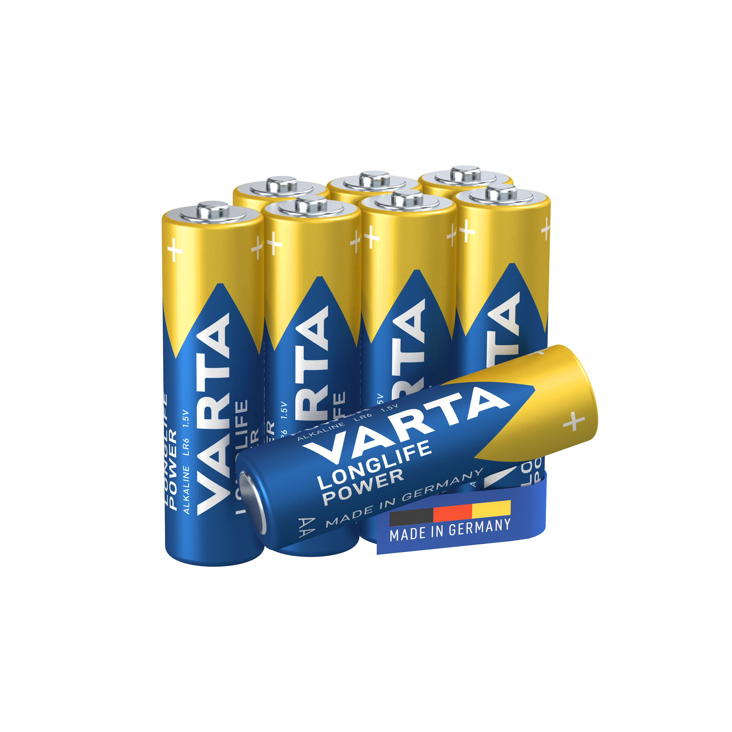 Varta Longlife Power 1.5V AA Battery, Pack of 8