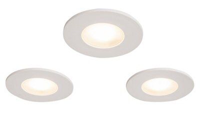 Veezio White Non adjustable LED RGB warm white Downlight 7W IP65 Pack of 3