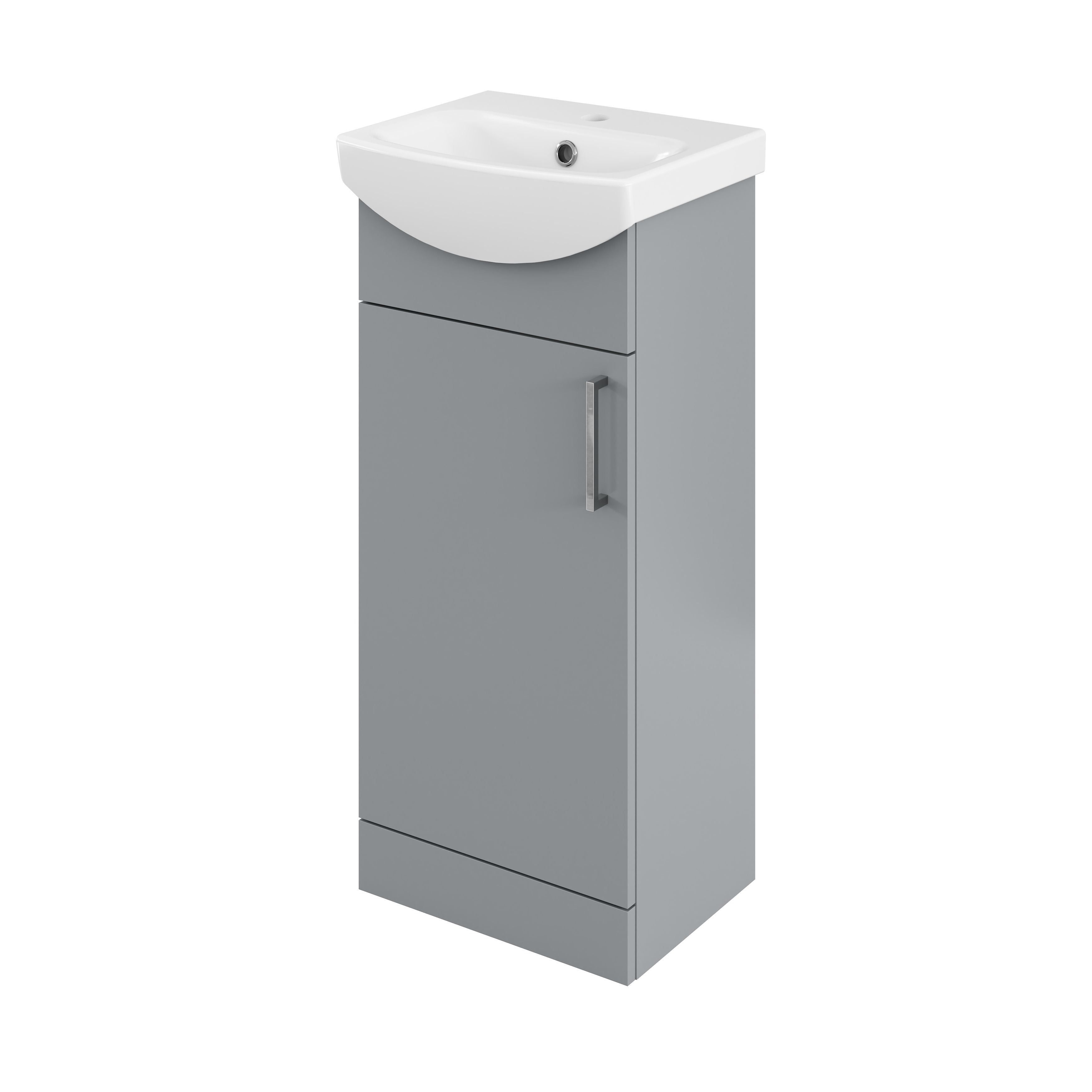 Veleka Gloss Grey Freestanding Cloakroom vanity unit & basin set (W)400mm (H)874mm