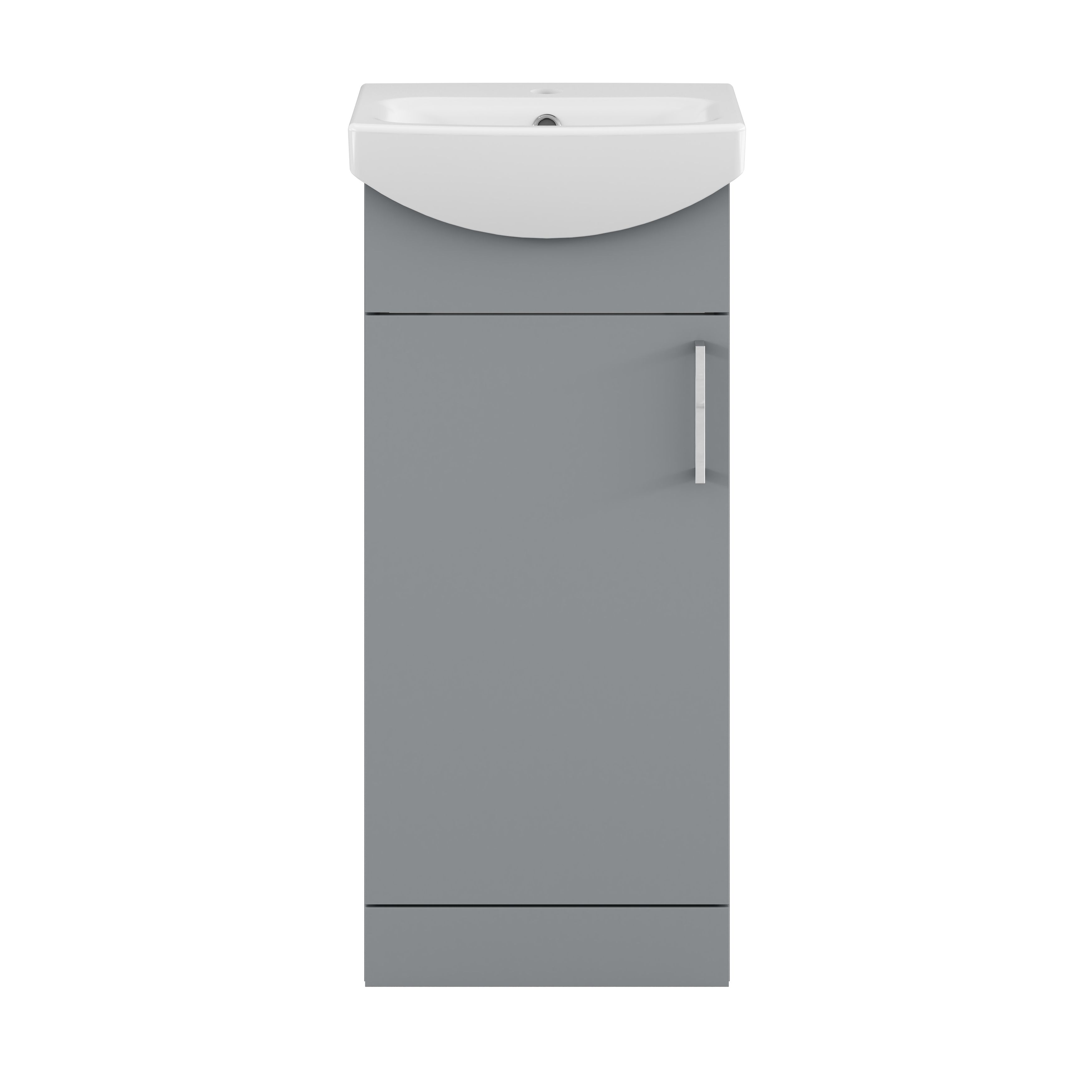 Veleka Gloss Grey Freestanding Cloakroom vanity unit & basin set (W)400mm (H)874mm