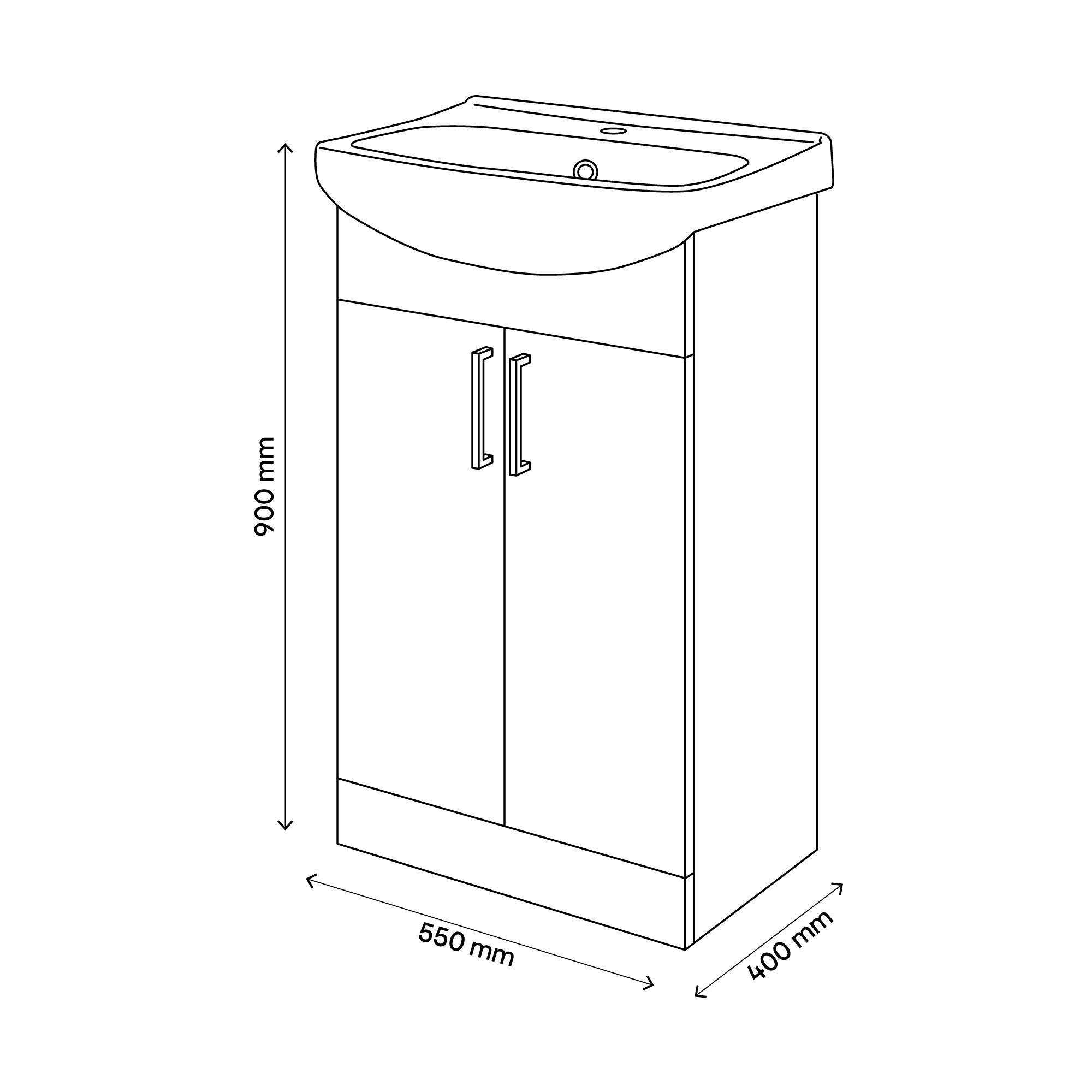 Veleka Gloss Grey Freestanding Vanity unit & basin set (W)550mm (H)900mm