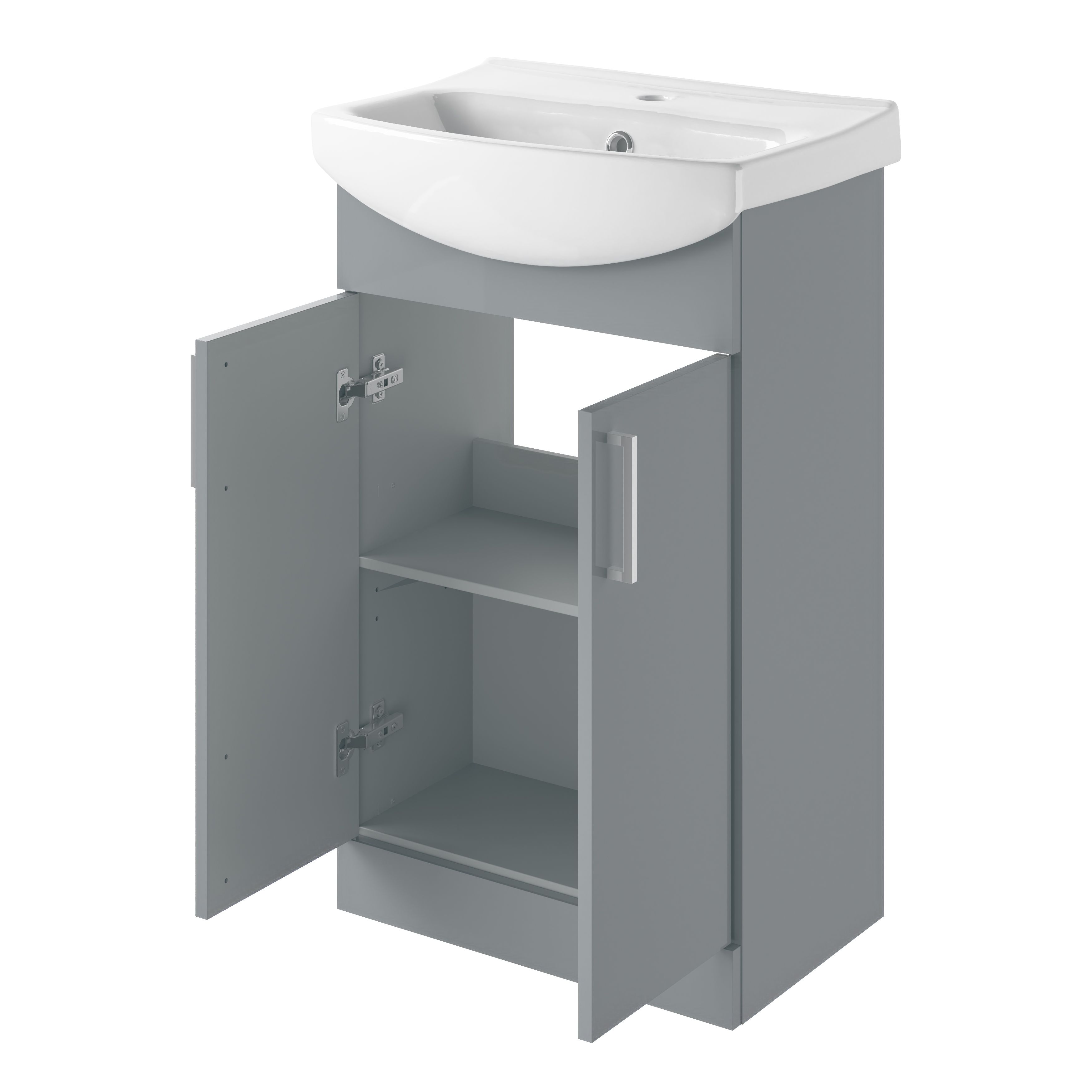 Veleka Gloss Grey Freestanding Vanity unit & basin set (W)550mm (H)900mm